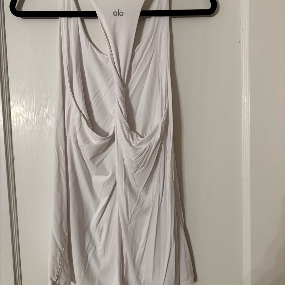 ALO Yoga White Twist back Tank Top